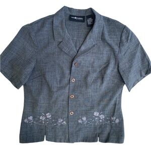 Vintage 1980s Sag Harbor top floral embroidery size 16